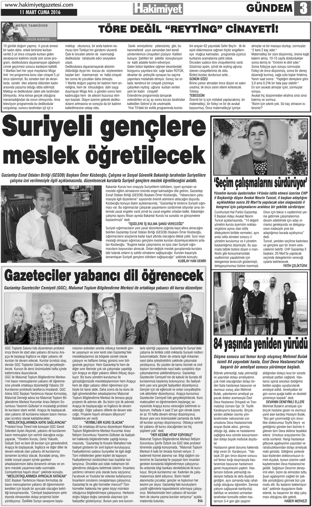 “GAZİANTEP’E GÜVENİYORUM”