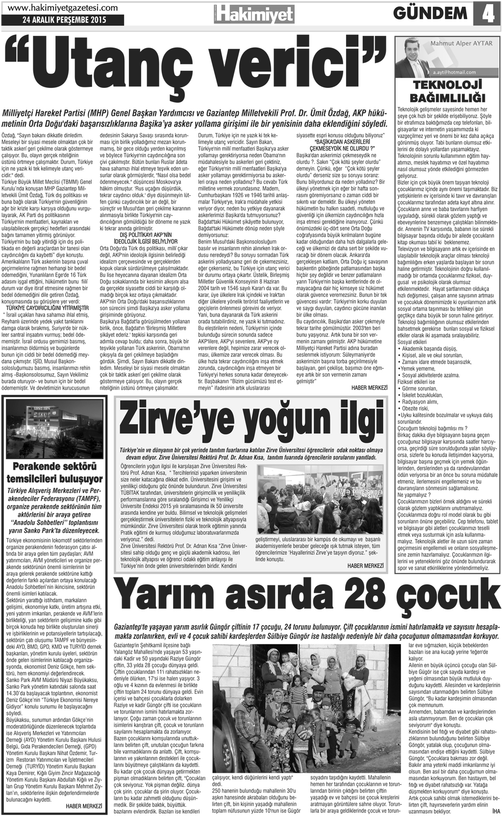 Hakimiyet Gazetesi Kılınçoğlu Mahallesi'nde