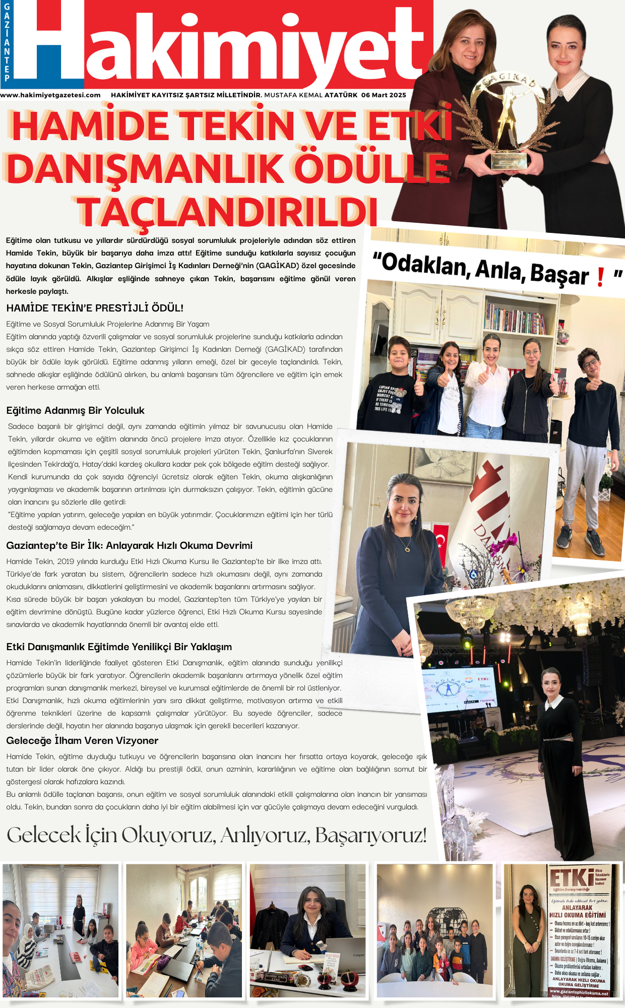 Eğitimin Güçlü İsmi Hamide Tekin! Etki Danışmanlık Ödülle Taçlandırıldı