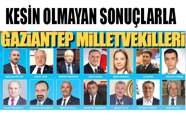 İşte kesin olmayan sonuçlarla Gaziantep milletvekilleri