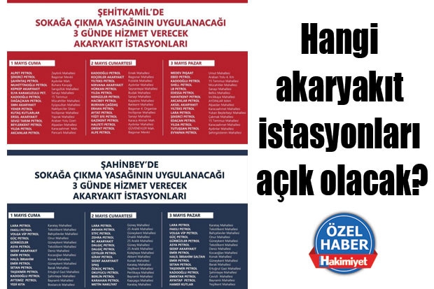 Hangi akaryakıt istasyonları açık olacak?