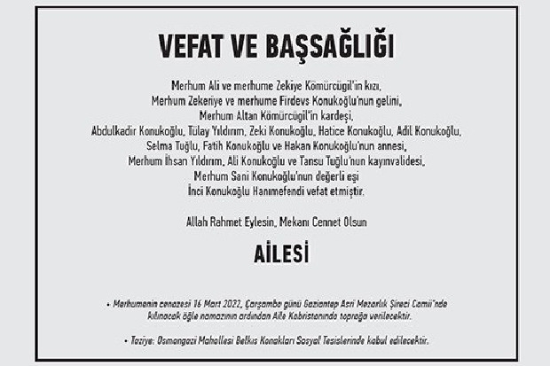 VEFAT VE BAŞSAĞLIĞI