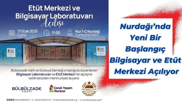 Nurdağı’nda Yeni Bir Başlangıç Bilgisayar ve Etüt Merkezi Açılıyor